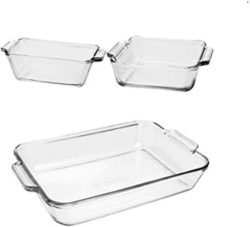 Anchor Hocking Oven Basics 3-Piece Glass Bakeware Set with Square Cake, Rectangular, and Loaf Baking Dishes Home & Garden > Kitchen & Dining > Cookware & Bakeware Anchor Hocking   