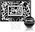 AND1 Mini Basketball Hoop: 18”x12” Pre-Assembled Portable Over The Door with Flex Rim, Includes Two Deflated 5” Mini Basketball with Pump, For Indoor Sporting Goods > Outdoor Recreation > Winter Sports & Activities AND1 WHITE / BLACK Basic 