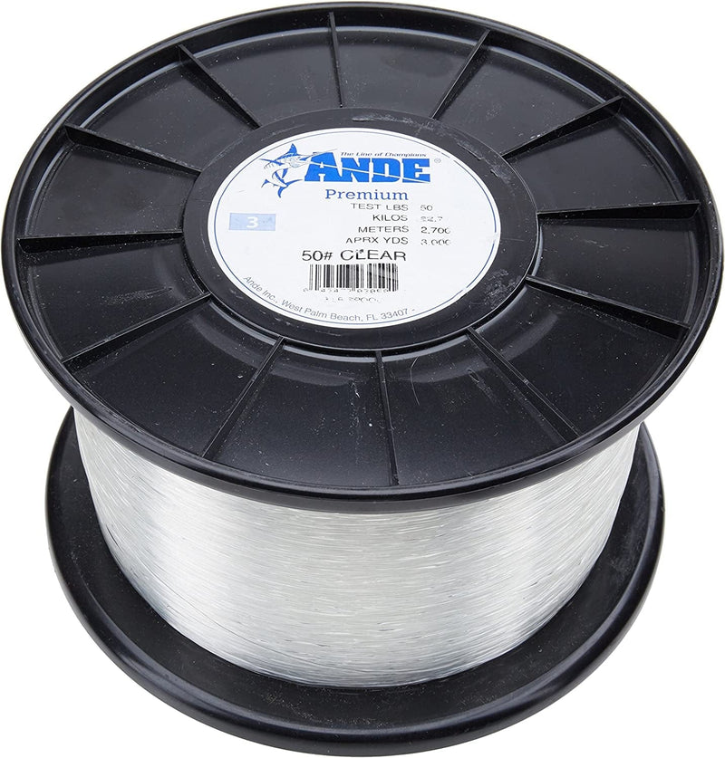 Ande Premium Monofilament Line, 1-Pound Spool, 50-Pound Test, Clear Finish