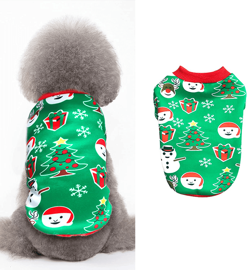 Andiker Dog Christmas Clothes for Small Dogs Boy Warm Costume Pet Cat Winter Knitwear Puppy Hoodie Soft Thickening Green Animals & Pet Supplies > Pet Supplies > Cat Supplies > Cat Apparel Andiker Medium  