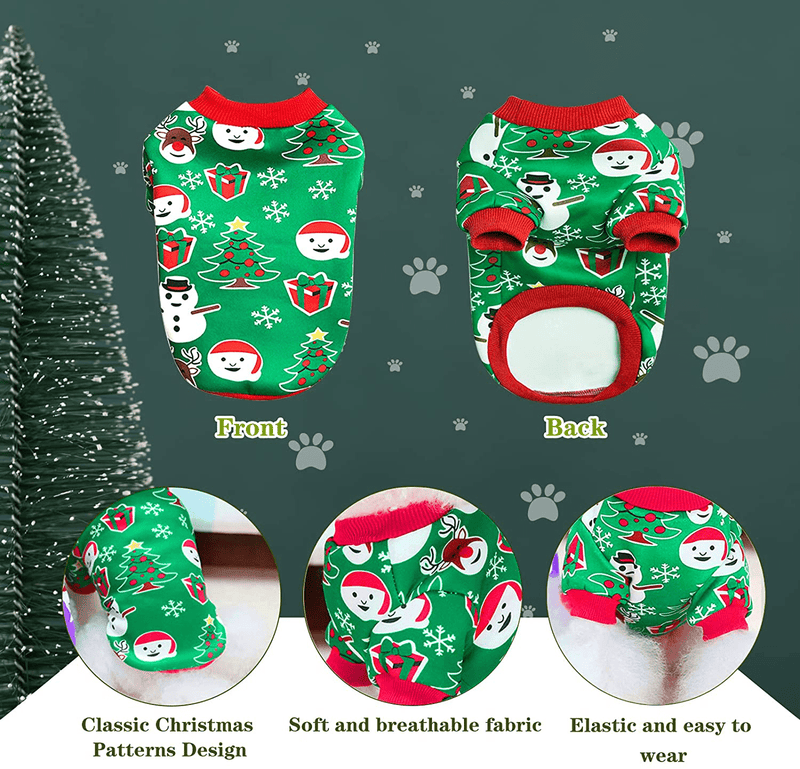 Andiker Dog Christmas Clothes for Small Dogs Boy Warm Costume Pet Cat Winter Knitwear Puppy Hoodie Soft Thickening Green Animals & Pet Supplies > Pet Supplies > Cat Supplies > Cat Apparel Andiker   