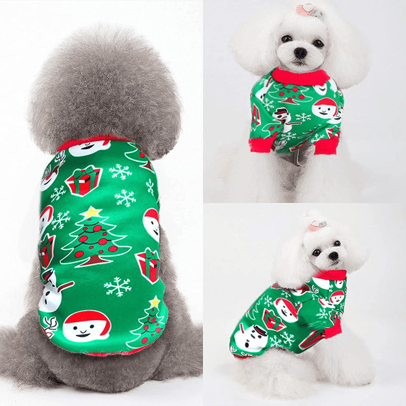 Andiker Dog Christmas Clothes for Small Dogs Boy Warm Costume Pet Cat Winter Knitwear Puppy Hoodie Soft Thickening Green Animals & Pet Supplies > Pet Supplies > Cat Supplies > Cat Apparel Andiker   
