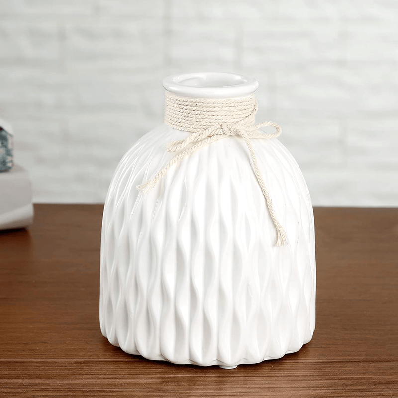 Anding Modern Vase Home Decoration Grid Design White Porcelain Bottle Home & Garden > Decor > Vases Anding   