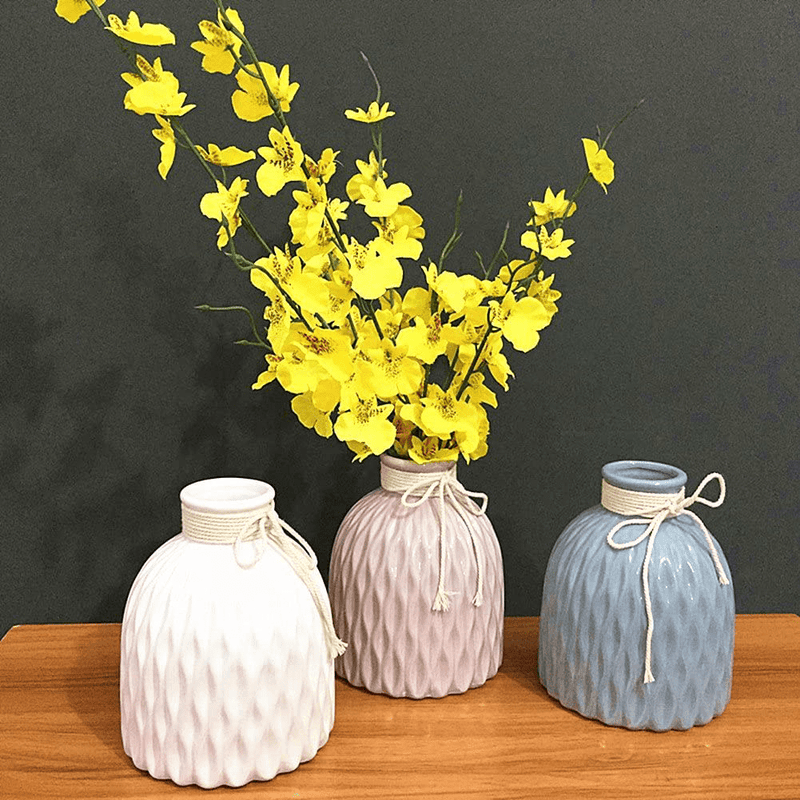 Anding Modern Vase Home Decoration Grid Design White Porcelain Bottle Home & Garden > Decor > Vases Anding   