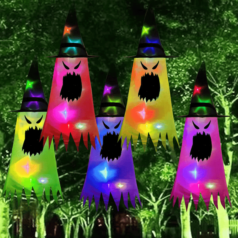 Anditoy 5 Pack Light Up Witch Hats Hanging Evil Ghost Halloween Decorations for Outdoor Indoor Halloween Decor Party Supplies Arts & Entertainment > Party & Celebration > Party Supplies Anditoy   