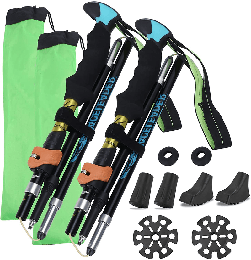 Aneagle Paceleader Collapsible Trekking Poles - 2Pcs Pack for Height 5'3"-6'1" 7075 Aluminum Ultra Lightweight Adjustable Hiking Poles or Walking Sticks with Quick Locks for Women or Men