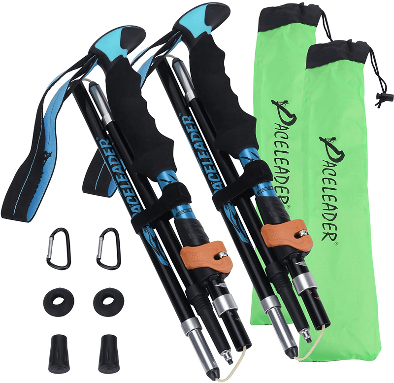 Aneagle Paceleader Collapsible Trekking Poles - 2Pcs Pack for Height 5'3"-6'1" 7075 Aluminum Ultra Lightweight Adjustable Hiking Poles or Walking Sticks with Quick Locks for Women or Men Sporting Goods > Outdoor Recreation > Camping & Hiking > Hiking Poles Aneagle Blue 110_125cm 