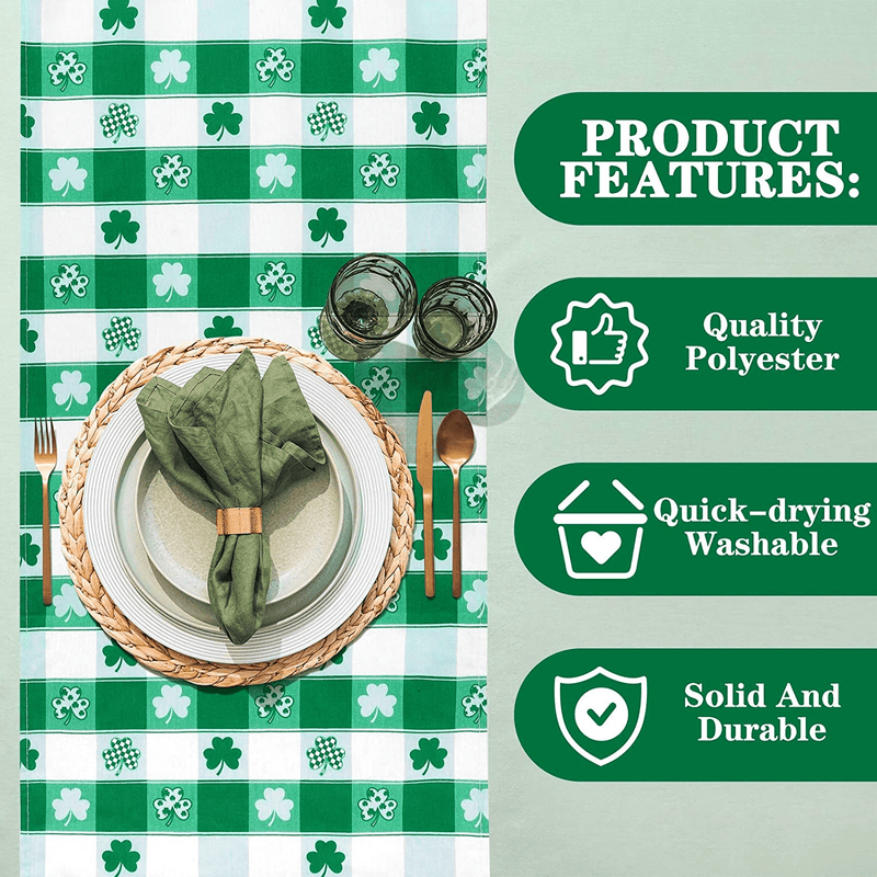 Aneco St Patrick'S Day Table Runner Green Buffalo Table Runner Spring Table Runner for Spring Wedding Party Supplies, 13 X 72 Inches Arts & Entertainment > Party & Celebration > Party Supplies ANECO   