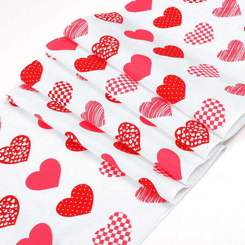 ANECO Valentine'S Day Table Runner Red Heart Print Decorations Table Runner for Home Wedding Party Mother'S Day Table Decorations Home & Garden > Decor > Seasonal & Holiday Decorations ANECO   