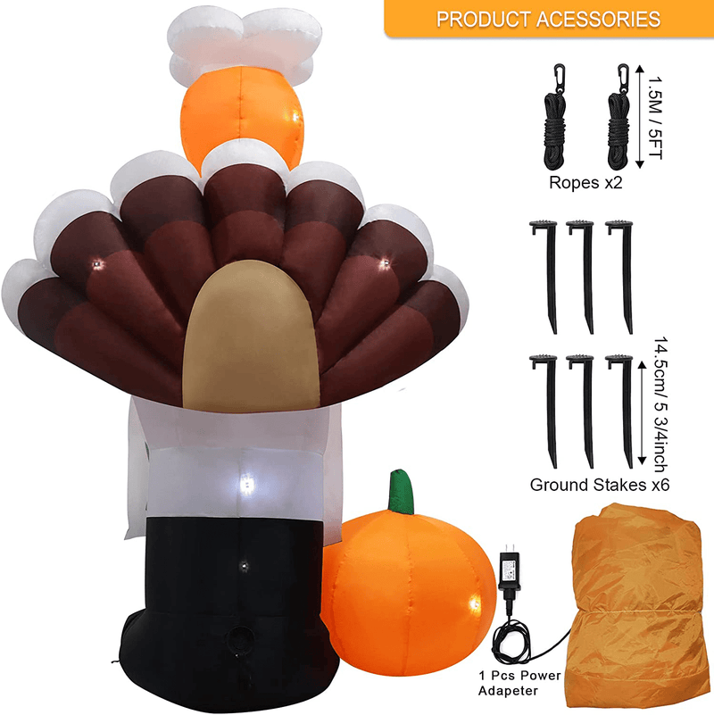 Angela&Alex 8 Ft Thanksgiving Inflatable Decorations, Thanksgiving Chef Turkey Inflatable with LED Lights Blow up Autumn Inflatable Decor for Thanksgiving Christmas Indoor Outdoor Garden Decorations Home & Garden > Decor > Seasonal & Holiday Decorations& Garden > Decor > Seasonal & Holiday Decorations Angela&Alex   