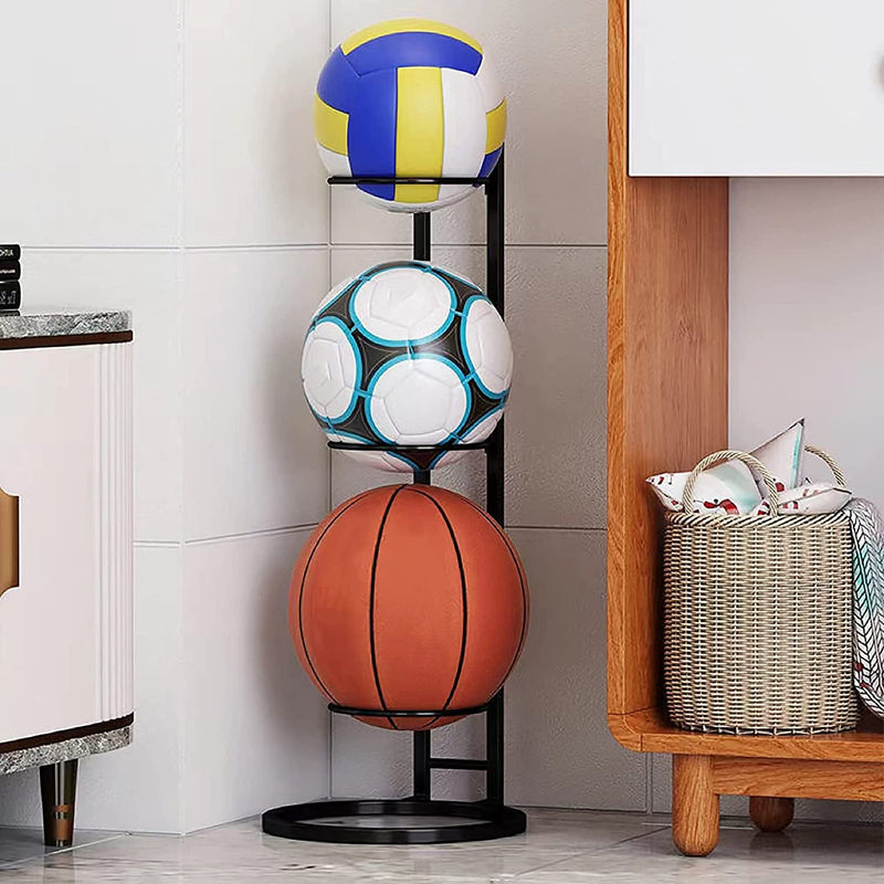 Angelreally Basketball Ball Storage Rack,3 Tier Cube Sports Ball Holder,Garage Sports Organizer,Indoor Removable Vertical Display Stand for Volleyball Football Basketball., Black, 8.90*10.23*26.38 Sporting Goods > Outdoor Recreation > Winter Sports & Activities breeziest   