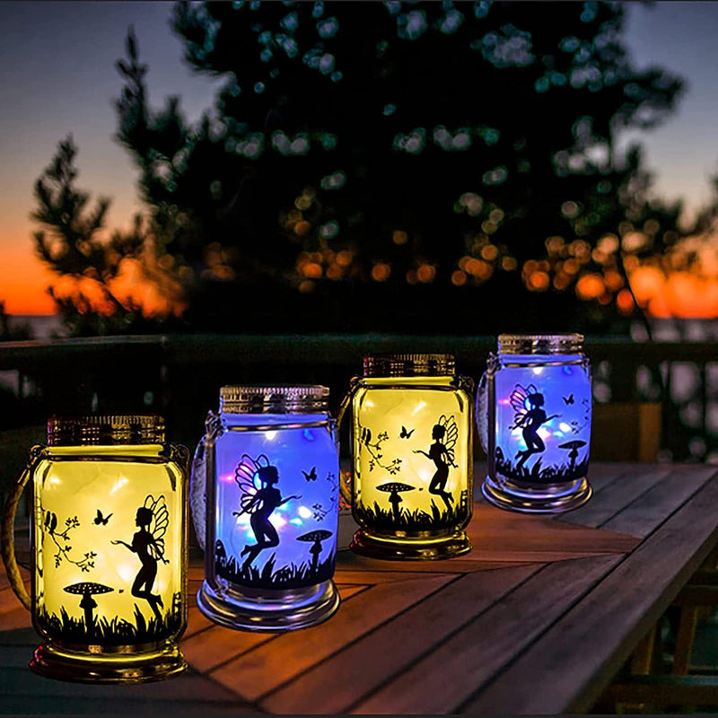 ANGMLN Solar Fairy Lantern for Garden Decorations- 2 Pack Outdoor Fairies Night Lights Gifts Hanging Lamp Frosted Glass Jar with Stake for Home Yard Garden Patio Lawn Valentine'S Day Decor Home & Garden > Lighting > Lamps ANGMLN 4 Pack-Fairy Multicolor&Warm White 4 