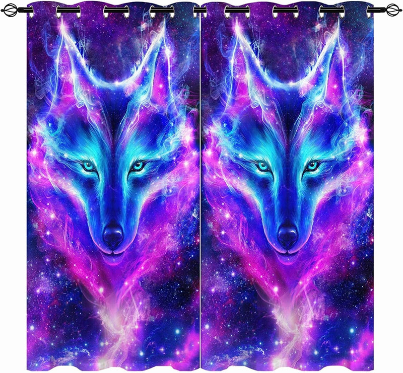 ANHOPE Galaxy Curtains, Space Universe Nebula Starry Sky Planet Stars Print 3D Pattern Grommet Thermal Insulated Blackout Curtains for Kids Boys Girls Bedroom Playroom, Set of 2 Panels 27.5" X 39" Home & Garden > Decor > Window Treatments > Curtains & Drapes ANHOPE Multi 7 W52" x L63", Grommet Top 
