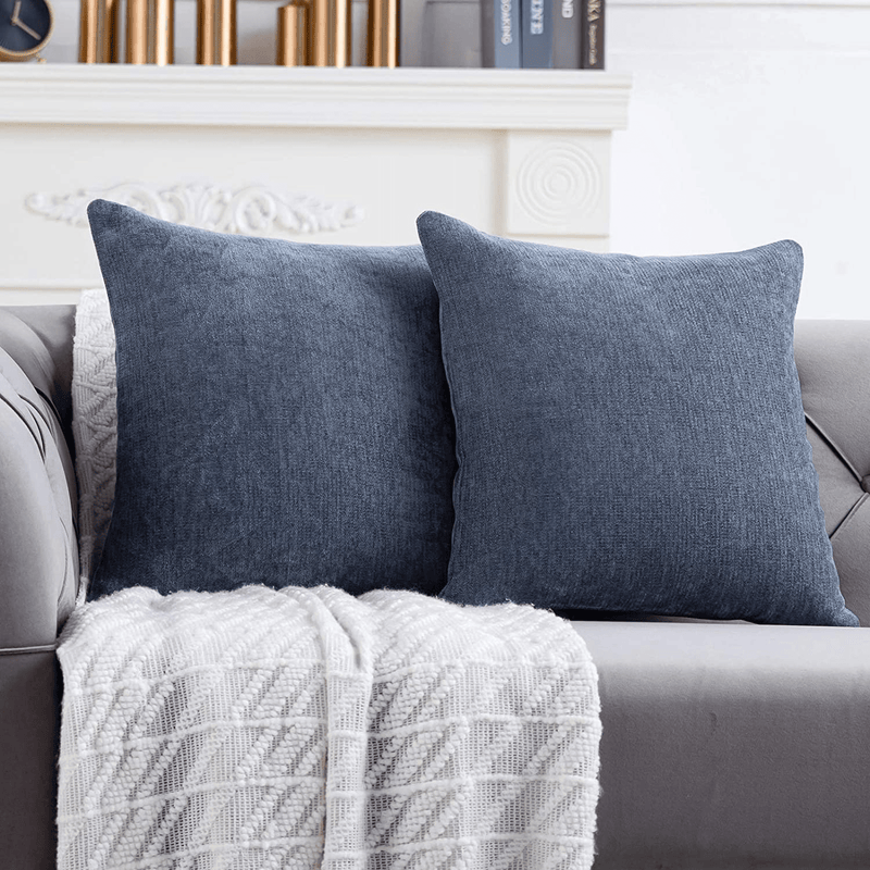 Anickal Blue Grey Pillow Covers 20X20 Inch Set of 2 Solid Rustic Farmhouse Decorative Throw Pillow Covers Square Cushion Case for Home Sofa Couch Decoration Home & Garden > Decor > Chair & Sofa Cushions Anickal Blue Grey 18 x 18-Inch 