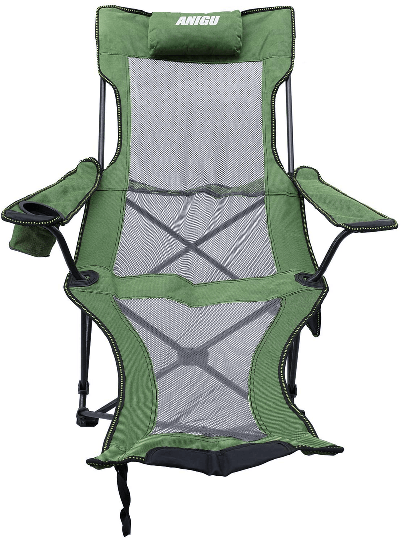 ANIGU Mesh Lounge Reclining Folding Camp Chair with Footrest
