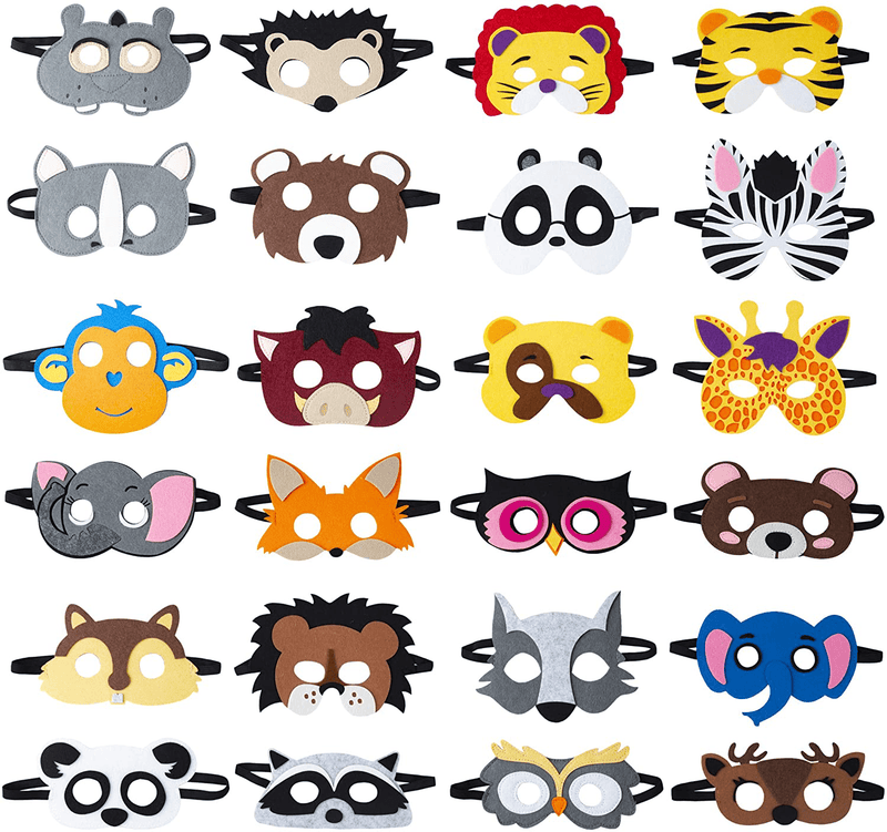 Animal Felt Masks Party Favors (24 Packs) for Kid - Safari Party Supplies with 24 Different Types - Great Idea for Petting Zoo | Farmhouse | Jungle Safari Theme Birthday Party Apparel & Accessories > Costumes & Accessories > Masks TEEHOME Default Title  