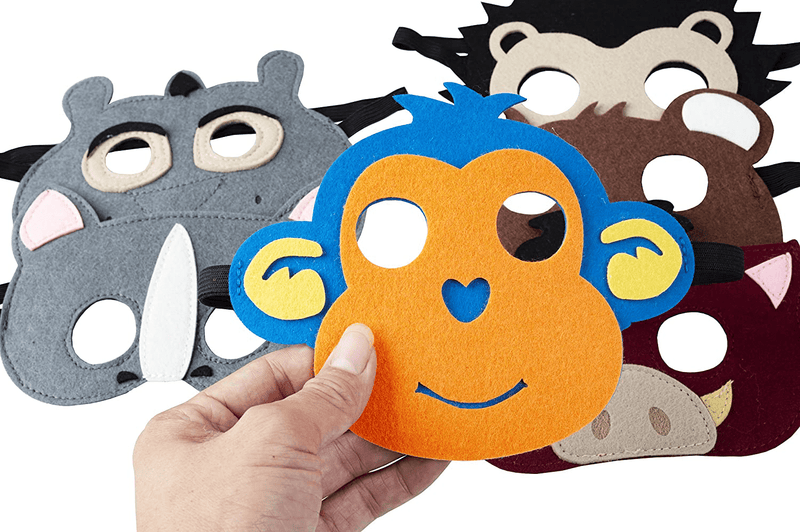 Animal Felt Masks Party Favors (24 Packs) for Kid - Safari Party Supplies with 24 Different Types - Great Idea for Petting Zoo | Farmhouse | Jungle Safari Theme Birthday Party Apparel & Accessories > Costumes & Accessories > Masks TEEHOME   