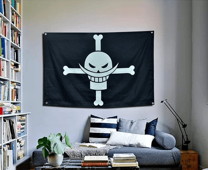 Anime Room Decor 60inx40in Large Size One Piece Flag,Pirate Legion Flag,Wall Hanging Decor boys room decor For Bedroom Living Room,Luffy's Straw Hat Pirate Flag (Luffy, 60in40in))