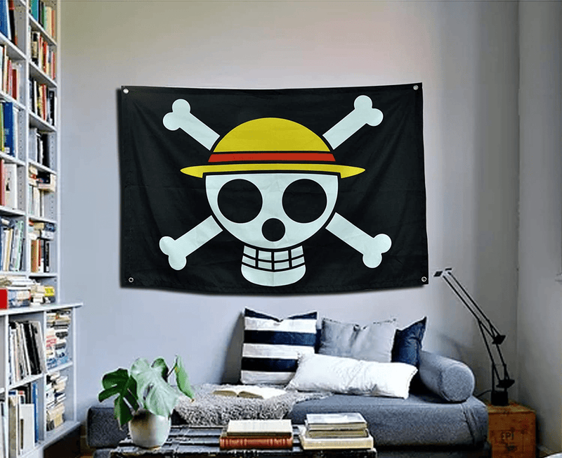 Anime Room Decor 60inx40in Large Size One Piece Flag,Pirate Legion Flag,Wall Hanging Decor boys room decor For Bedroom Living Room,Luffy's Straw Hat Pirate Flag (Luffy, 60in40in)) Home & Garden > Decor > Artwork > Decorative TapestriesHome & Garden > Decor > Artwork > Decorative Tapestries Sosolong   