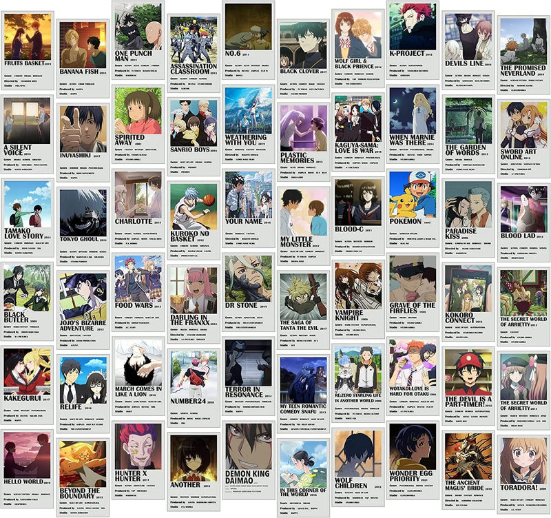 Anime Room Decor Aesthetic Anime Posters, Anime Stuff for Bedroom, 60Pcs Anime Prints for Anime Wall Decor, Cute Manga and Anime Wall Collage, Aesthetic Kawaii Decor, Anime Gifts for Men, Women, Teens Home & Garden > Decor > Artwork > Posters, Prints, & Visual Artwork Fardes Grey - III  