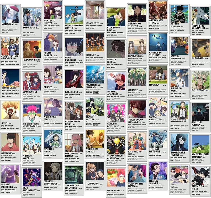 Anime Room Decor Aesthetic Anime Posters, Anime Stuff for Bedroom, 60Pcs Anime Prints for Anime Wall Decor, Cute Manga and Anime Wall Collage, Aesthetic Kawaii Decor, Anime Gifts for Men, Women, Teens Home & Garden > Decor > Artwork > Posters, Prints, & Visual Artwork Fardes Grey - VI  