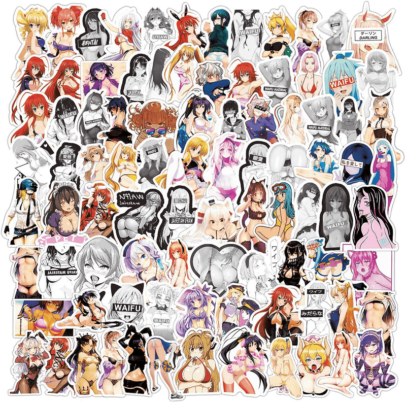 Anime Stickers（ 200 Pcs Not Repeating） Vinyl Anime Car Dcals,Hentai,Sexy Anime Stickers Pack,Waifu,Sexy Anime Girl Stickers,Anime Laptop Stickers and Decals  Acekar Anime Sexy Girl-200-1  