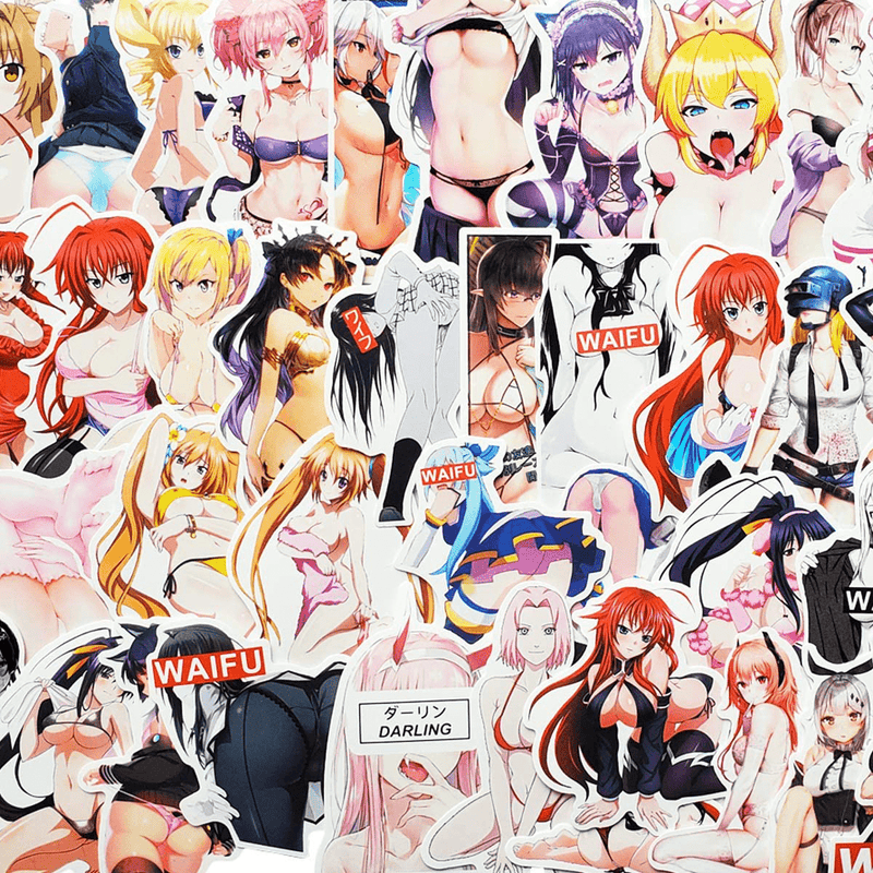 Anime Stickers（ 200 Pcs Not Repeating） Vinyl Anime Car Dcals,Hentai,Sexy Anime Stickers Pack,Waifu,Sexy Anime Girl Stickers,Anime Laptop Stickers and Decals  Acekar Anime Sexy Girl-100  