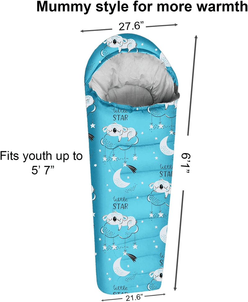 ANJ Outdoors 32 F Youth and Kids Sleeping Bag | Indoor/Outdoor Boys and Girls Sleeping Bag | Mummy Style, Lightweight Sleeping Bag for Kids Sporting Goods > Outdoor Recreation > Camping & Hiking > Sleeping Bags ANJ Outdoors   