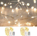 ANJAYLIA 2 Pack 33Ft 100 LED Fairy Lights Battery Operated, Waterproof Twinkle String Lights, Copper Wire Dimmable Firefly Lights with Remote Control Timer, Warm White Home & Garden > Lighting > Light Ropes & Strings ANJAYLIA Warm White 2 Pack 