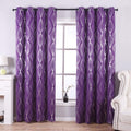 Anjee 84 Inch Blackout Curtains for Living Room with Foil Print Diamond Pattern, Thermal Insulated Window Drapes for Light Blocking, 52 X 84 Inch, Navy Blue Home & Garden > Decor > Window Treatments > Curtains & Drapes Anjee Purple/Geometric Pattern W52 x L84 