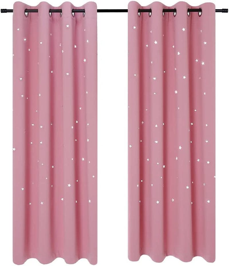Anjee Blackout Cut Out Stars Curtains for Girls Bedroom Thermal Insulated Light Blocking Window Curtains Drapes for Kids Room Nursery 2 Panels 52 X 63 Inches, Baby Pink Home & Garden > Decor > Window Treatments > Curtains & Drapes Anjee Baby Pink W52 x L63 