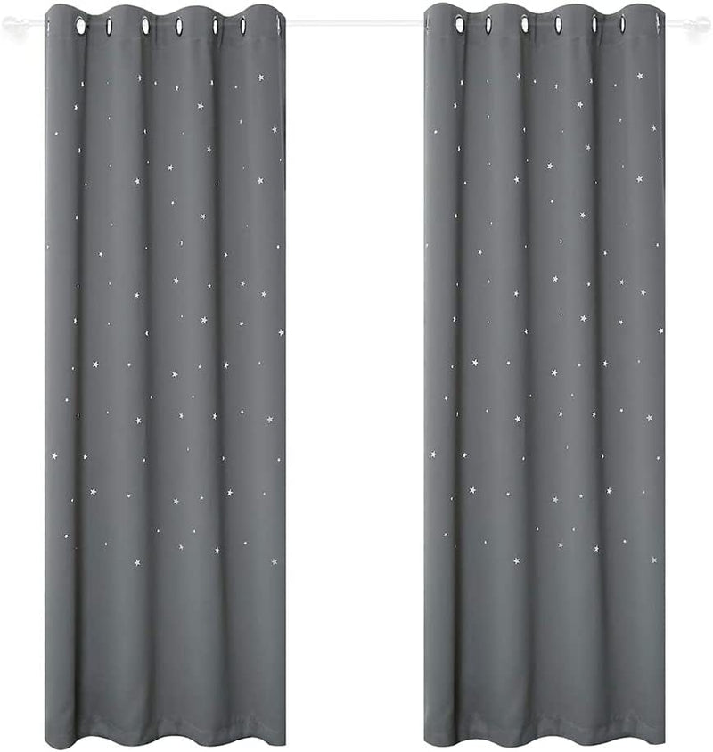 Anjee Blackout Cut Out Stars Curtains for Girls Bedroom Thermal Insulated Light Blocking Window Curtains Drapes for Kids Room Nursery 2 Panels 52 X 63 Inches, Baby Pink Home & Garden > Decor > Window Treatments > Curtains & Drapes Anjee Space Grey W52 x L63 