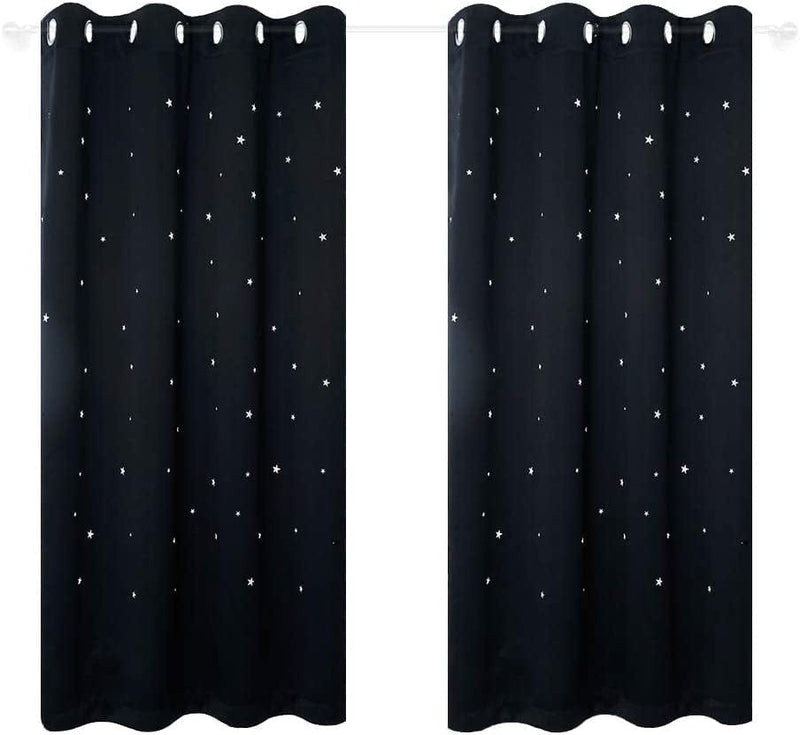 Anjee Blackout Cut Out Stars Curtains for Girls Bedroom Thermal Insulated Light Blocking Window Curtains Drapes for Kids Room Nursery 2 Panels 52 X 63 Inches, Baby Pink Home & Garden > Decor > Window Treatments > Curtains & Drapes Anjee Black W52 x L63 