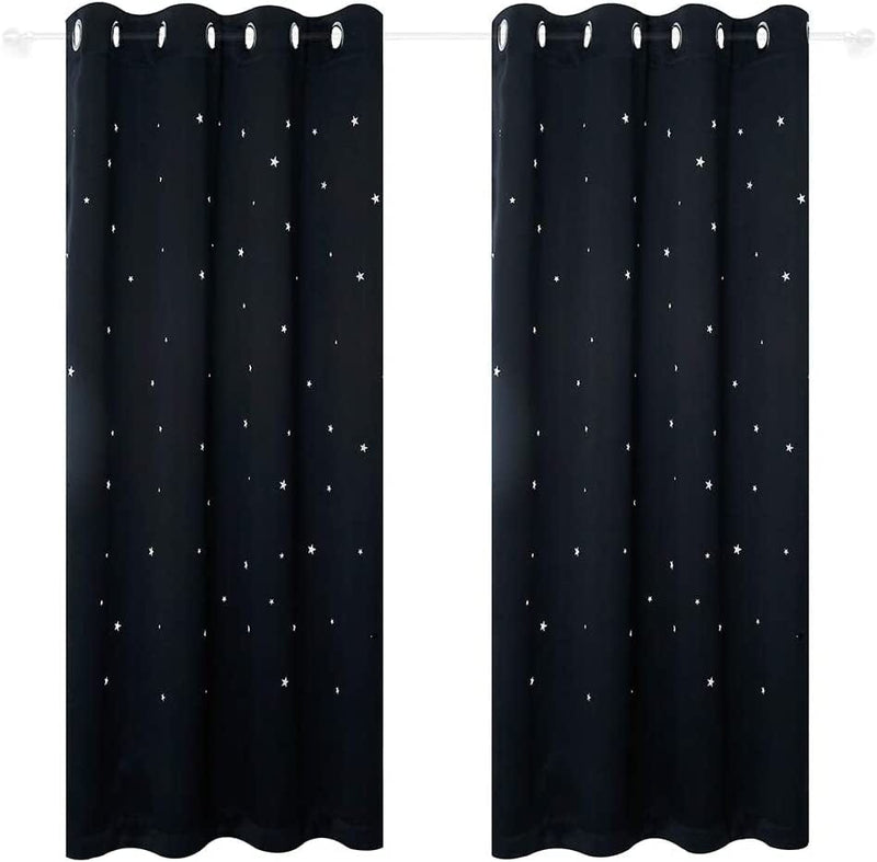 Anjee Blackout Cut Out Stars Curtains for Girls Bedroom Thermal Insulated Light Blocking Window Curtains Drapes for Kids Room Nursery 2 Panels 52 X 63 Inches, Baby Pink Home & Garden > Decor > Window Treatments > Curtains & Drapes Anjee Black W52 x L84 