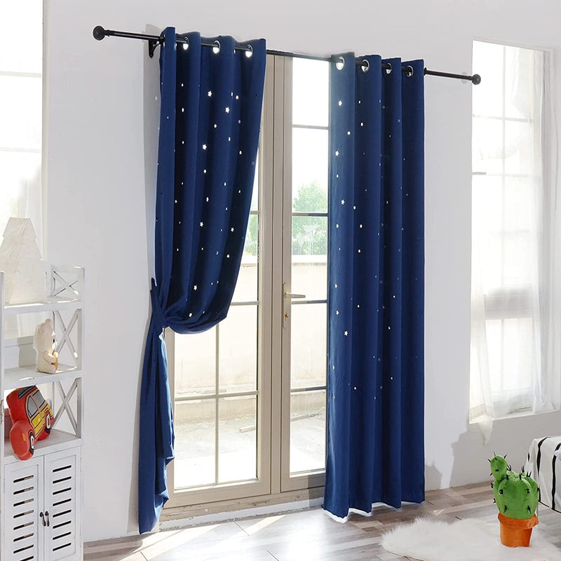 Anjee Blackout Cut Out Stars Curtains for Girls Bedroom Thermal Insulated Light Blocking Window Curtains Drapes for Kids Room Nursery 2 Panels 52 X 63 Inches, Baby Pink Home & Garden > Decor > Window Treatments > Curtains & Drapes Anjee Royal Blue W52 x L84 