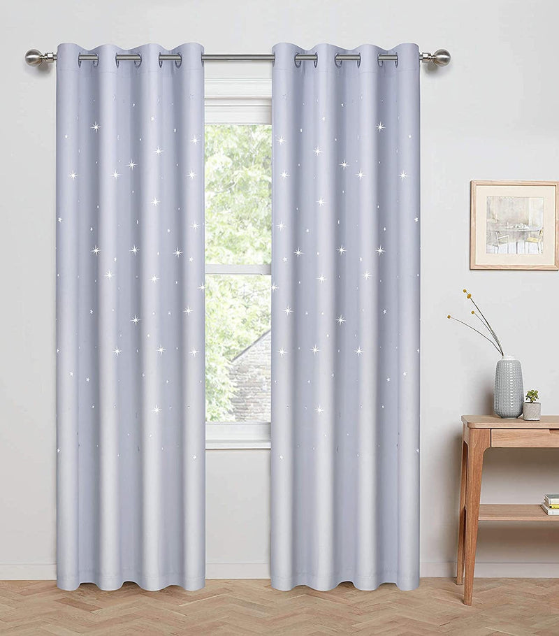 Anjee Blackout Cut Out Stars Curtains for Girls Bedroom Thermal Insulated Light Blocking Window Curtains Drapes for Kids Room Nursery 2 Panels 52 X 63 Inches, Baby Pink Home & Garden > Decor > Window Treatments > Curtains & Drapes Anjee Greyish Wite W52 x L84 
