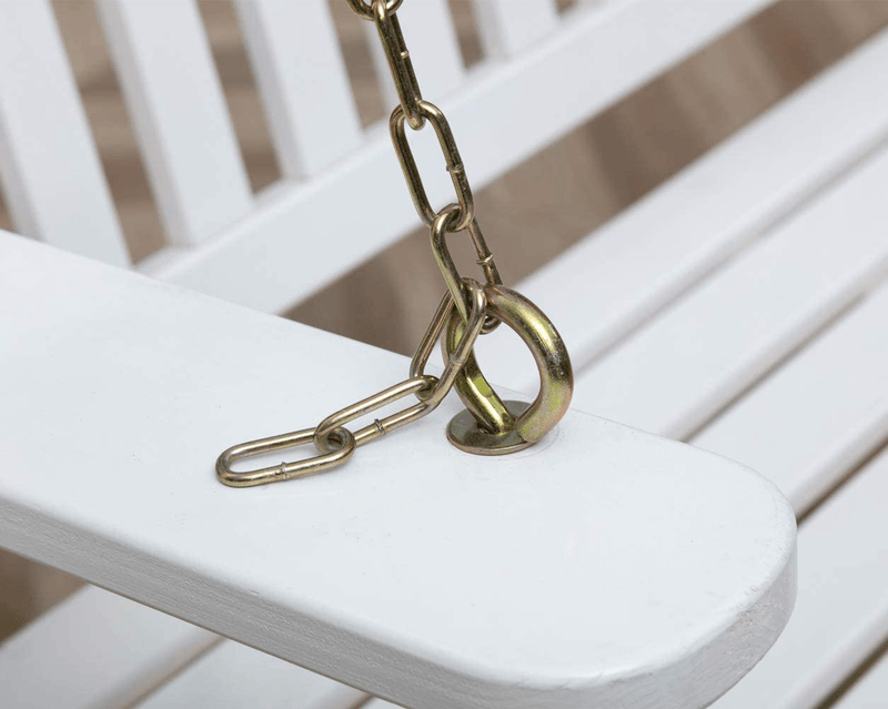 Anjor Heavy Duty Front Porch Swing Seat with Hanging Chains Wood Outdoor 4 Ft, White Home & Garden > Lawn & Garden > Outdoor Living > Porch Swings Anjor   