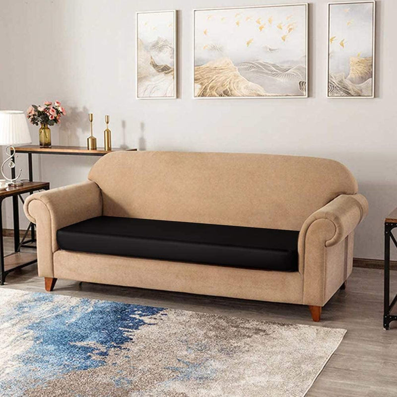 ANMINY PU Leather Sofa Couch Seat Cushion Covers Loveseat Stretchy Slipcover Anti-Slip Super Soft Furniture Protector with Elastic Bottom (2 Seater, Black) Home & Garden > Decor > Chair & Sofa Cushions ANMINY   