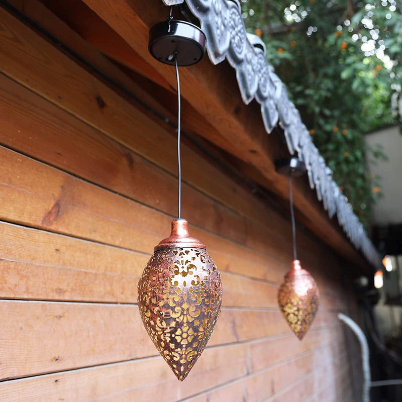 Annastore Solar Lantern Outdoor Waterproof Hanging Solar Lights Lamps Metal LED Decorative Lighting for Garden Decor Patio Lawn Porch 2 Pack - Olives Shape Home & Garden > Lighting > Lamps AnnaStore   