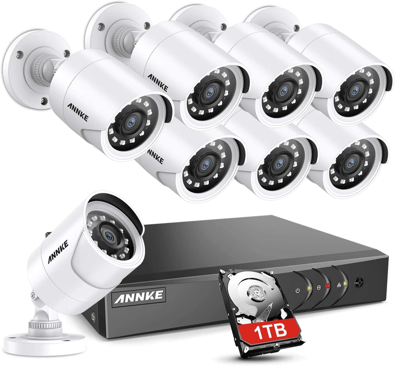 ANNKE 5MP Lite 8CH Security Surveillance Camera System H.265+ Wired DVR and (8) X 1080p HD Weatherproof CCTV Camera, 100 ft Night Vision, Easy Remote Access, 1 TB Hard Drive – E200 Cameras & Optics > Cameras > Surveillance Cameras ANNKE Default Title  