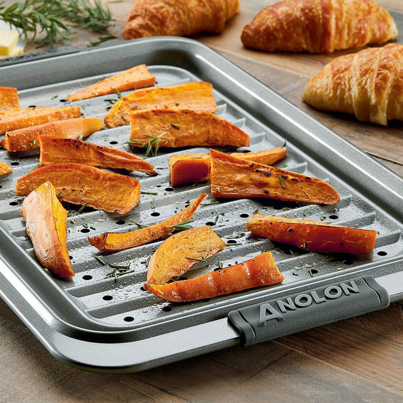 Anolon 2-Piece Steel Crisper Pan Set, Graphite Home & Garden > Kitchen & Dining > Cookware & Bakeware Anolon   