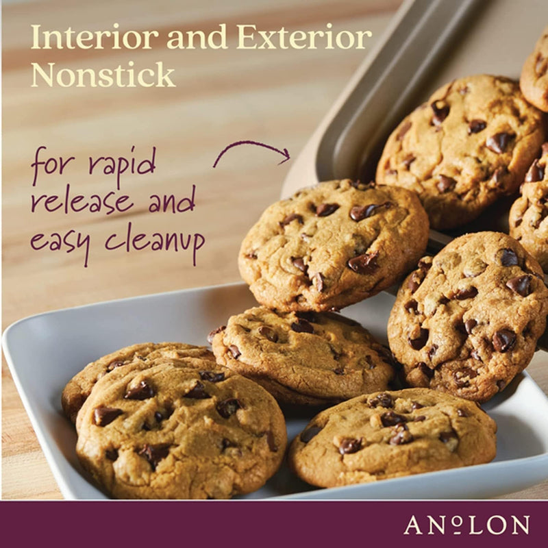 Anolon Advanced Nonstick Bakeware Cookie Pan Set/Baking Sheets with Silicone Grips, 11" X 17", Bronze Home & Garden > Kitchen & Dining > Cookware & Bakeware Anolon   