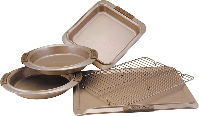 Anolon Advanced Nonstick Bakeware Set / Baking Pans with Grips - 5 Piece, Brown Home & Garden > Kitchen & Dining > Cookware & Bakeware Anolon Bronze Brown 5 Piece 