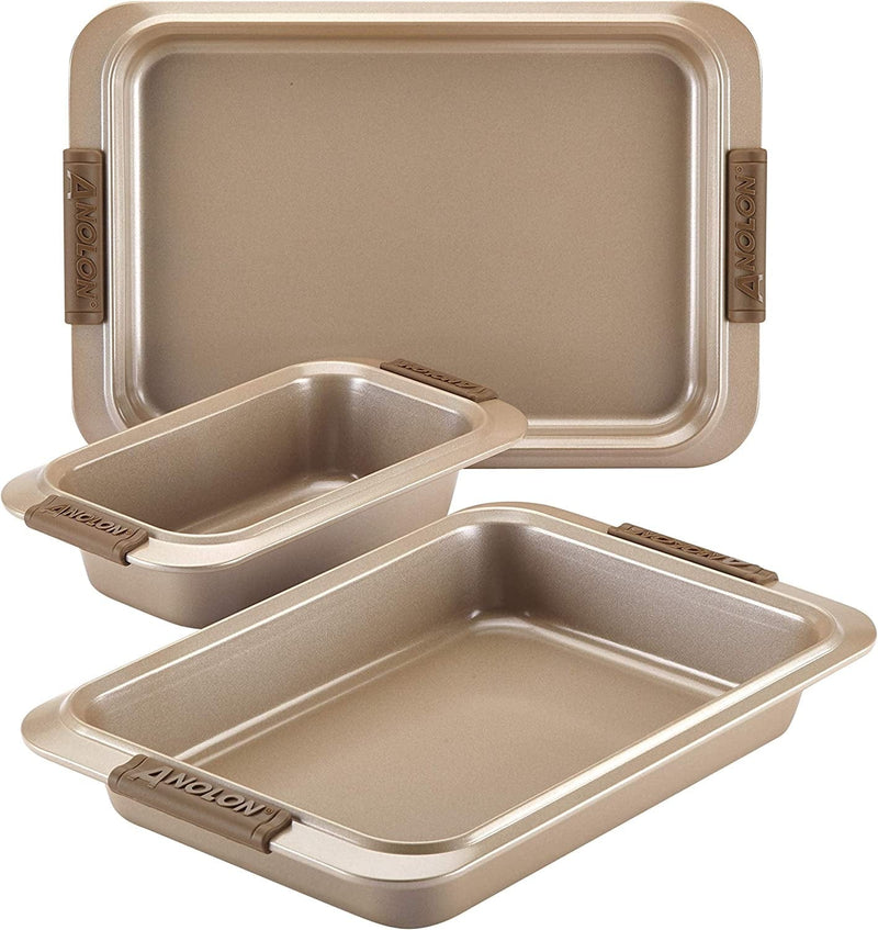 Anolon Advanced Nonstick Bakeware Set / Baking Pans with Grips - 5 Piece, Brown