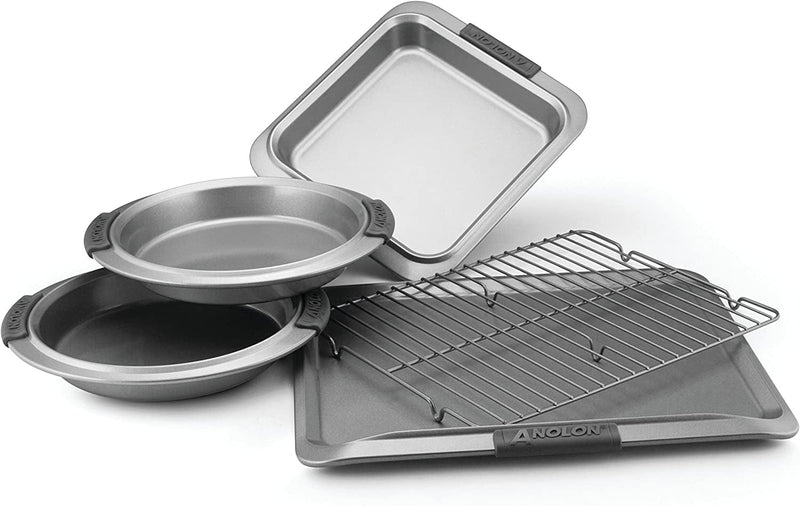 Anolon Advanced Nonstick Bakeware Set / Baking Pans with Grips - 5 Piece, Brown Home & Garden > Kitchen & Dining > Cookware & Bakeware Anolon Gray 5 Piece 