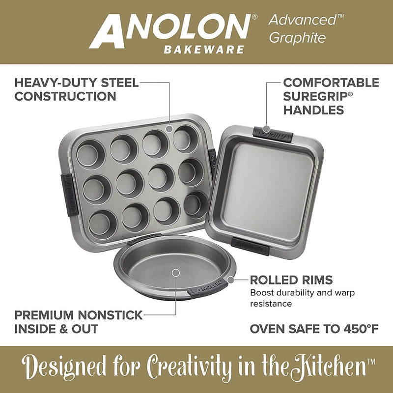 Anolon Advanced Nonstick Baking Pan / Nonstick Cake Pan, Rectangle - 9 Inch X 13 Inch, Gray