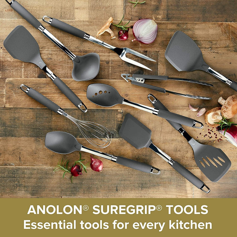Anolon Suregrip Nonstick Utensil Kitchen Cooking Tools Set, 6 Piece, Gray Home & Garden > Kitchen & Dining > Kitchen Tools & Utensils Meyer Corporation   
