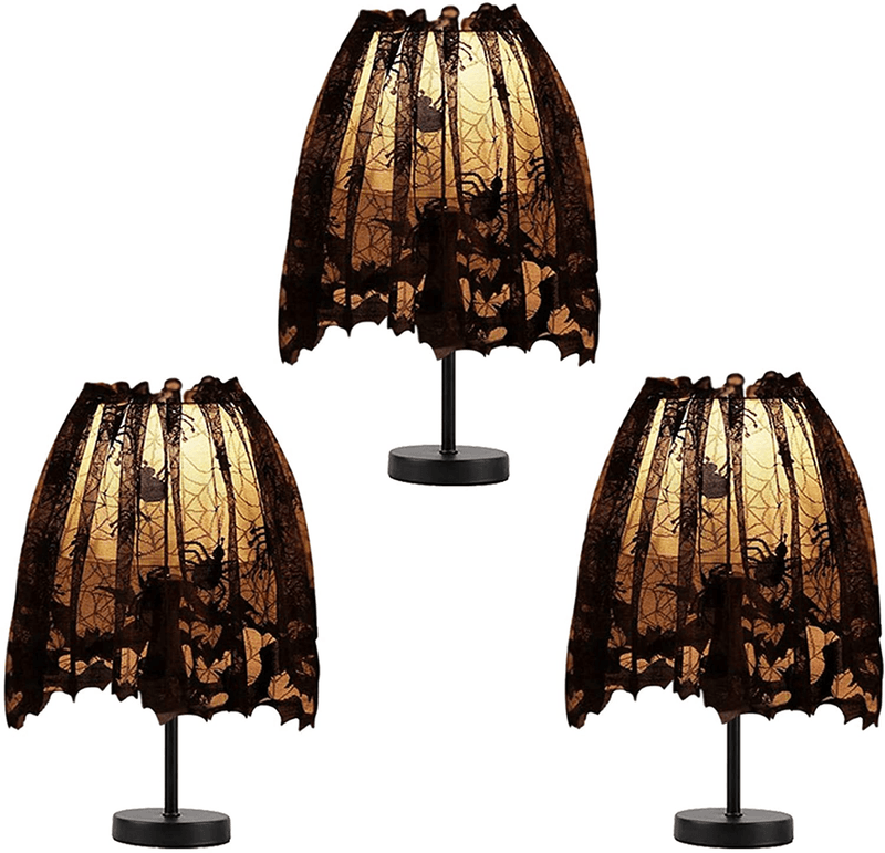 anroog 3 Pack Halloween Lamp Shade Cover Indoor Decorations,Black Lace Ribbon Spider Web Lampshades Cover Topper Scarf for Festive Party Indoor Decor Supplies,Large 20 X 60 Inch Arts & Entertainment > Party & Celebration > Party Supplies anroog 3 Pack  