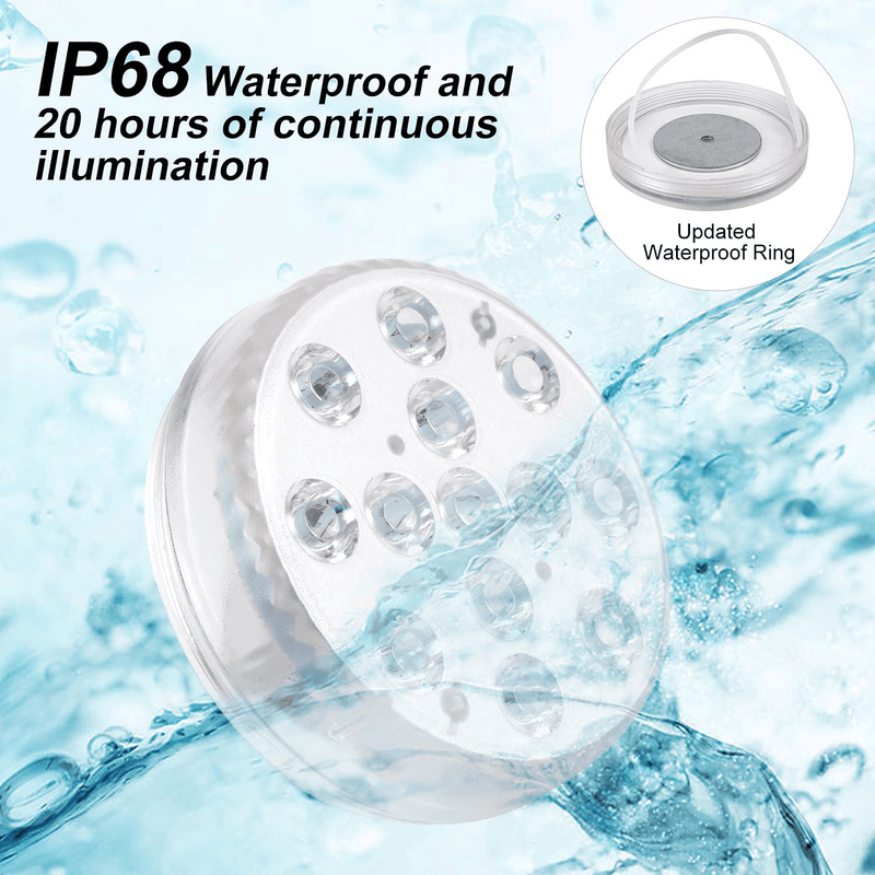 ANSAUCT Submersible LED Pool Lights - 4 Packs Underwater Waterproof Fountain Light with Magnets & Remote Control - Pond Suction Cups Waterfall Light with 16 Color Changing for Above Ground Pool