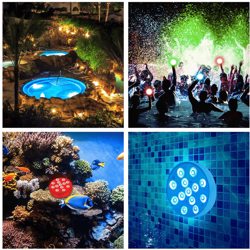 ANSAUCT Submersible LED Pool Lights - 4 Packs Underwater Waterproof Fountain Light with Magnets & Remote Control - Pond Suction Cups Waterfall Light with 16 Color Changing for Above Ground Pool